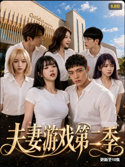 短剧《夫妻游戏第二季》票根海报,都市情感悬疑题材